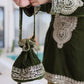 Velvet Zari Embroidered Kurta Pant Set With Batwa