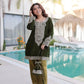 Velvet Zari Embroidered Kurta Pant Set With Batwa