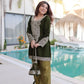 Velvet Zari Embroidered Kurta Pant Set With Batwa