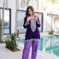 Velvet Zari Embroidered Kurta Pant Set With Batwa