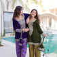 Velvet Zari Embroidered Kurta Pant Set With Batwa