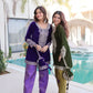 Velvet Zari Embroidered Kurta Pant Set With Batwa