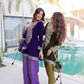 Velvet Zari Embroidered Kurta Pant Set With Batwa