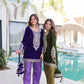 Velvet Zari Embroidered Kurta Pant Set With Batwa
