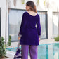 Velvet Zari Embroidered Kurta Pant Set With Batwa
