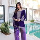 Velvet Zari Embroidered Kurta Pant Set With Batwa