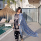 Velvet Zari Embroidered Kurta Pant Set With Dupatta