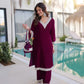 Velvet Zari Mirror Work Kurta Pant Set With Batwa