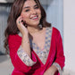 Velvet Zari Mirror Work Kurta Pant Set With Batwa