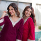 Velvet Zari Mirror Work Kurta Pant Set With Batwa