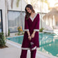 Velvet Zari Mirror Work Kurta Pant Set With Batwa