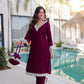 Velvet Zari Mirror Work Kurta Pant Set With Batwa