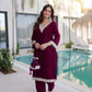 Velvet Zari Mirror Work Kurta Pant Set With Batwa