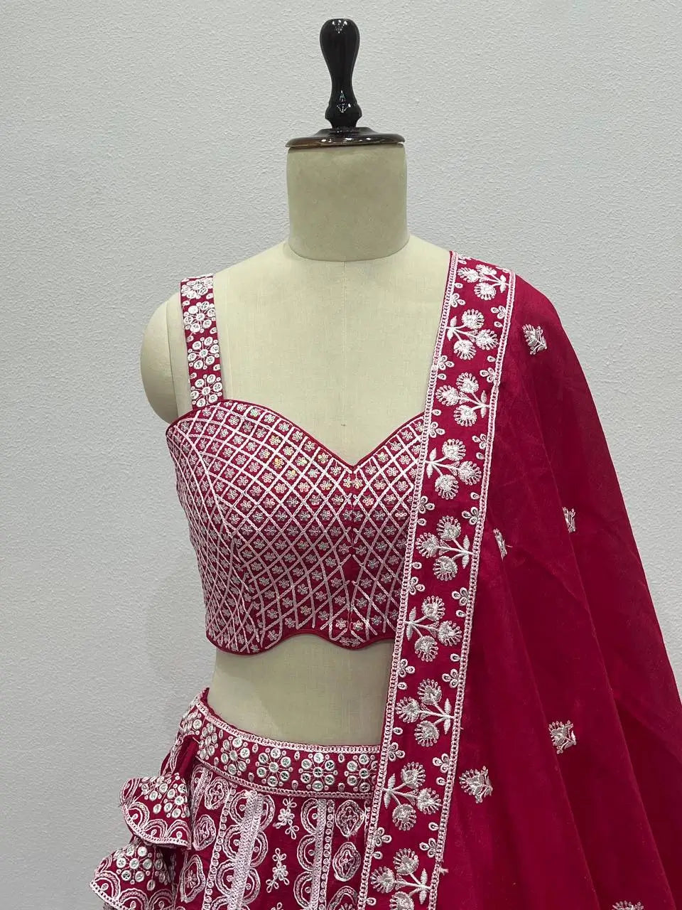 Vichaitara Silk Embroidered Lehenga Set with Dupatta