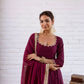 Vichitra Silk Anarkali Gown Set, 3 Colours
