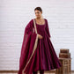 Vichitra Silk Anarkali Gown Set, 3 Colours