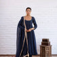 Vichitra Silk Anarkali Gown Set, 3 Colours