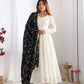 Vichitra Silk Anarkali Gown Set with Dupatta