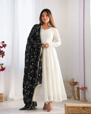 Vichitra Silk Anarkali Gown Set with Dupatta