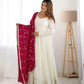 Vichitra Silk Anarkali Gown Set with Dupatta
