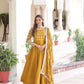 Vichitra Silk Embroidered Anarkali Gown Set