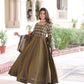 Vichitra Silk Embroidered Anarkali Gown Set