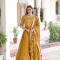 Vichitra Silk Embroidered Anarkali Gown Set