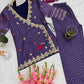 Vichitra Silk Embroidered Co-ord Set with Digital Prints & Sequins Work