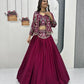 Vichitra Silk Embroidered Crop Top Lehenga with Jacket, Belt & Can Can – Festive Wedding Party Wear