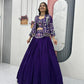 Vichitra Silk Embroidered Crop Top Lehenga with Jacket, Belt & Can Can – Festive Wedding Party Wear