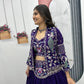 Vichitra Silk Embroidered Crop Top Lehenga with Jacket, Belt & Can Can – Festive Wedding Party Wear