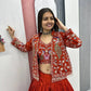 Vichitra Silk Embroidered Crop Top Lehenga with Jacket, Belt & Can Can – Festive Wedding Party Wear