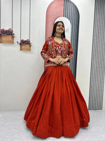 Vichitra Silk Embroidered Crop Top Lehenga with Jacket, Belt & Can Can – Festive Wedding Party Wear