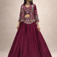 Vichitra Silk Embroidered Crop Top Lehenga with Jacket, Belt & Can Can – Festive Wedding Party Wear