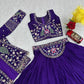 Vichitra Silk Embroidered Crop Top Lehenga with Jacket, Belt & Can Can – Festive Wedding Party Wear