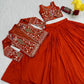 Vichitra Silk Embroidered Crop Top Lehenga with Jacket, Belt & Can Can – Festive Wedding Party Wear