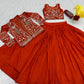 Vichitra Silk Embroidered Crop Top Lehenga with Jacket, Belt & Can Can – Festive Wedding Party Wear