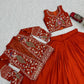 Vichitra Silk Embroidered Crop Top Lehenga with Jacket, Belt & Can Can – Festive Wedding Party Wear