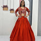 Vichitra Silk Embroidered Crop Top Lehenga with Jacket, Belt & Can Can – Festive Wedding Party Wear