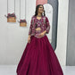 Vichitra Silk Embroidered Crop Top Lehenga with Jacket, Belt & Can Can – Festive Wedding Party Wear
