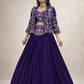 Vichitra Silk Embroidered Crop Top Lehenga with Jacket, Belt & Can Can – Festive Wedding Party Wear