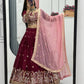 Vichitra Silk Embroidered Festival Lehenga Choli Set