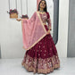 Vichitra Silk Embroidered Festival Lehenga Choli Set