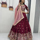 Vichitra Silk Embroidered Festival Lehenga Choli Set