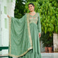 Vichitra Silk Embroidered Frill Gown Set
