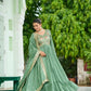 Vichitra Silk Embroidered Frill Gown Set