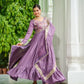 Vichitra Silk Embroidered Frill Gown Set