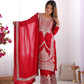 Vichitra Silk Embroidered Kurta Set with Dupatta & Pant – Sequins and Dori Work