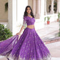 Vichitra Silk Embroidered Lehenga Choli Set