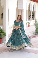 Vichitra Silk Embroidered Lehenga Choli Set